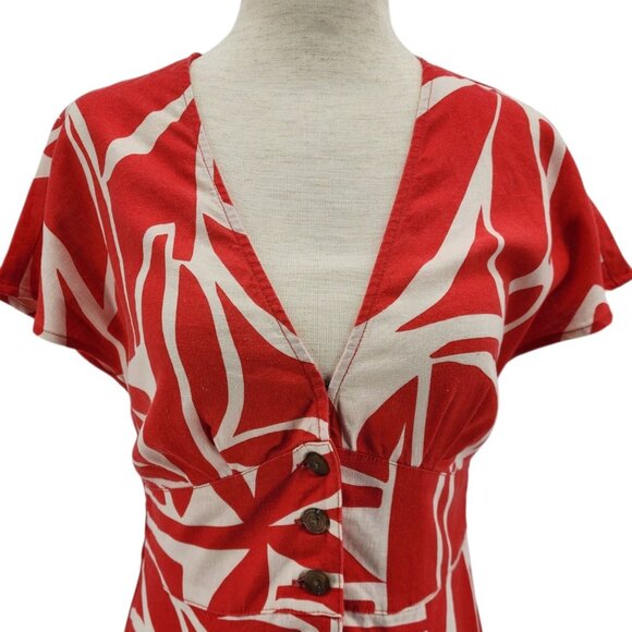 NEW Marine Layer Womens XS Dress Camila Mini Sunset Mosaic Hemp Blend Red Boho - Picture 5 of 14